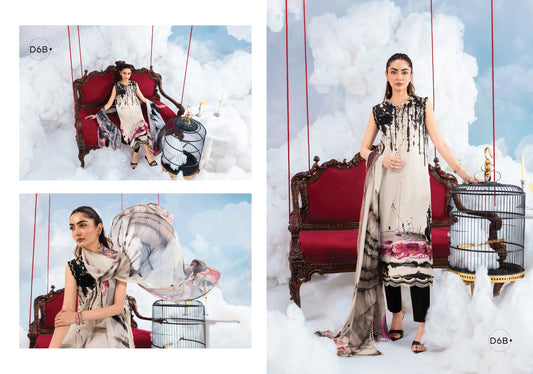 MARIA B BASICS SUMMER MB-CUSV14-06B-3 Pc Unstitched Embroidered Lawn Suit