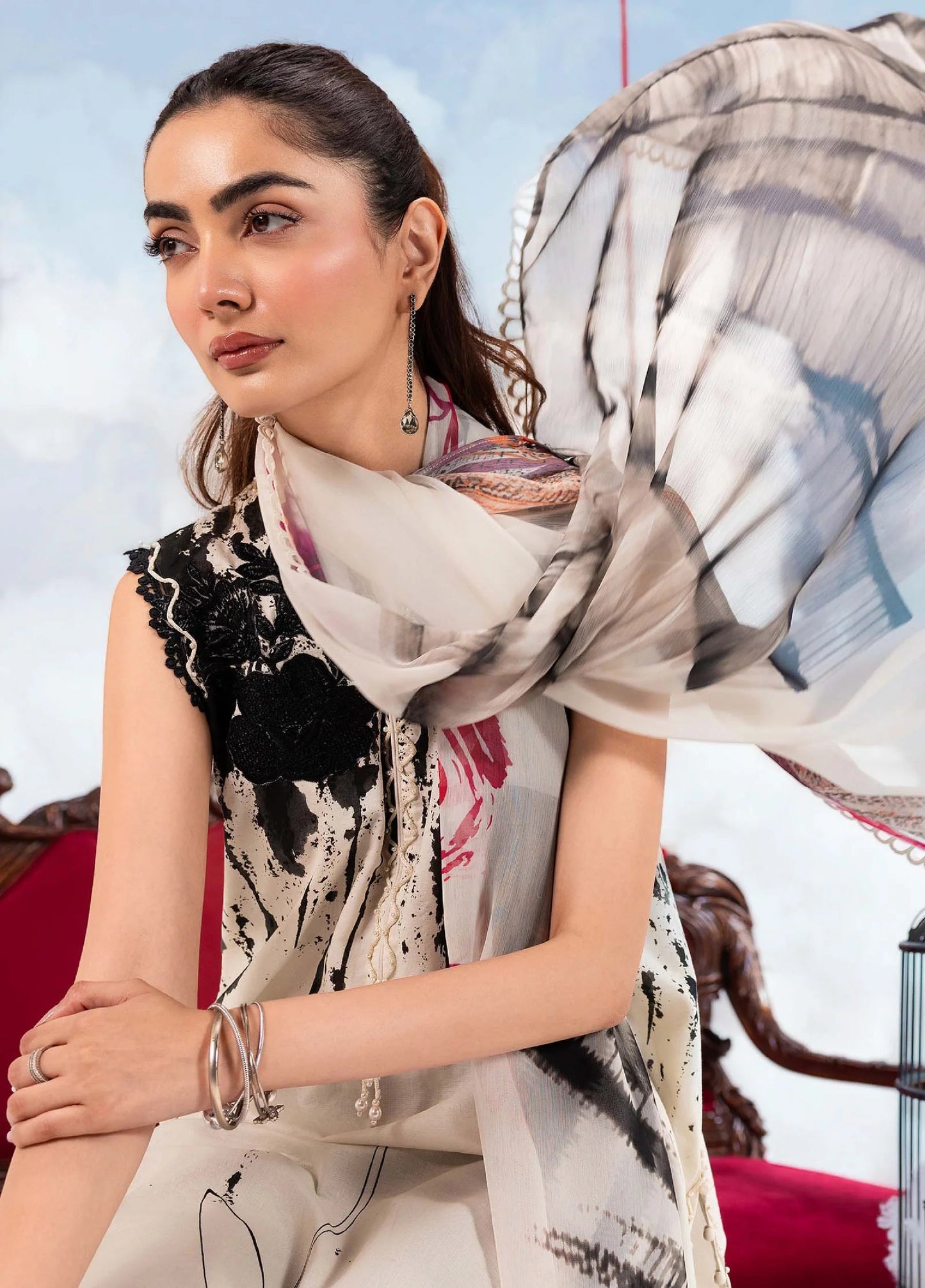 MARIA B BASICS SUMMER MB-CUSV14-06B-3 Pc Unstitched Embroidered Lawn Suit