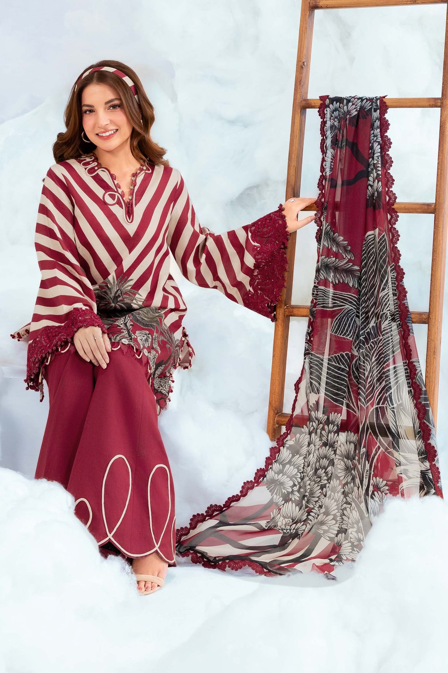 MARIA B BASICS SUMMER MB1408B-3 Pc Unstitched Embroidered Lawn Suit