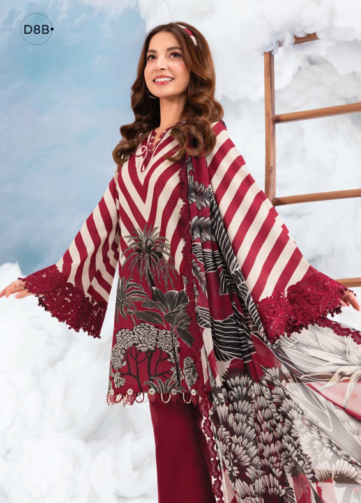 MARIA B BASICS SUMMER MB1408B-3 Pc Unstitched Embroidered Lawn Suit