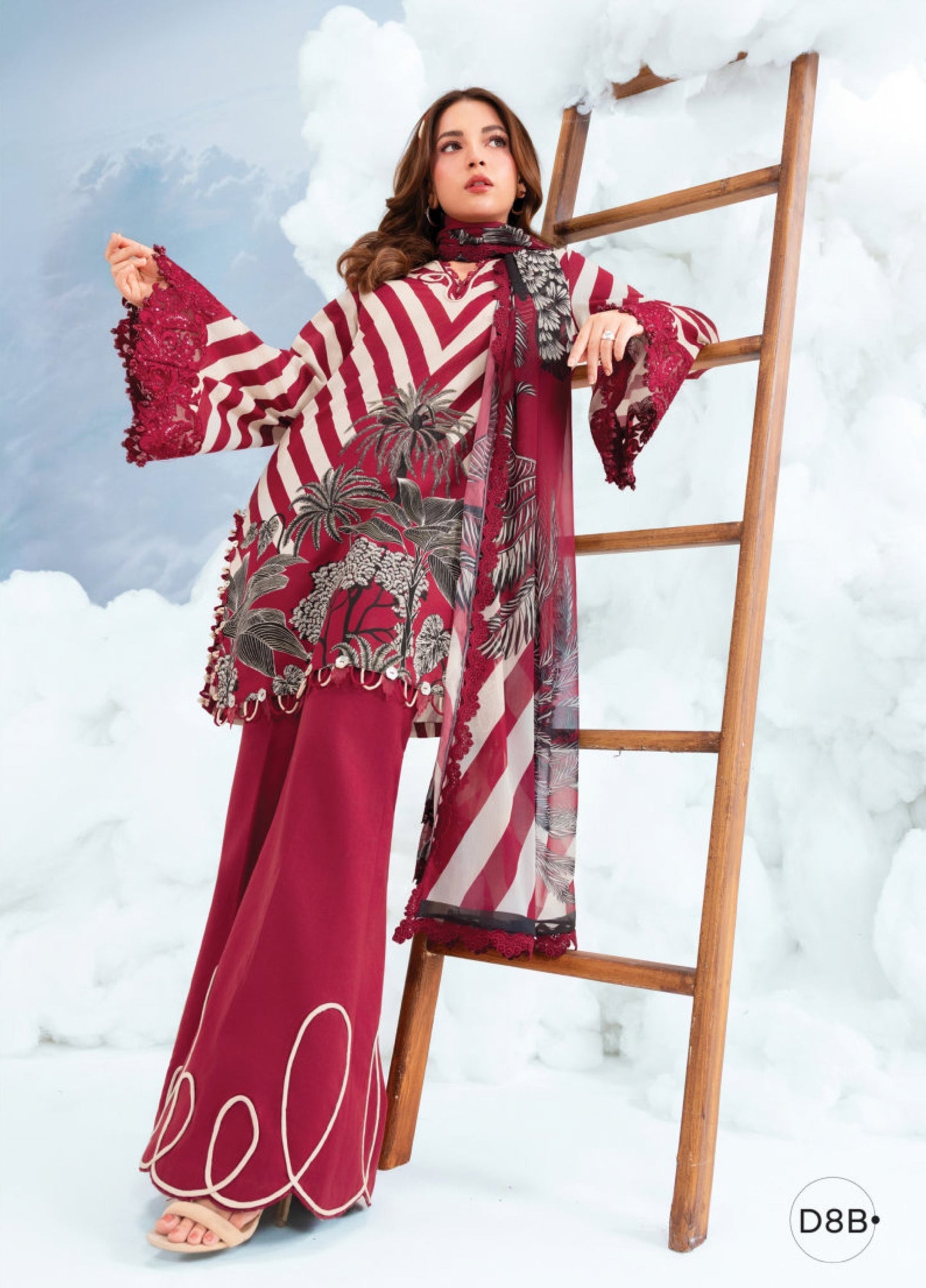 MARIA B BASICS SUMMER MB1408B-3 Pc Unstitched Embroidered Lawn Suit