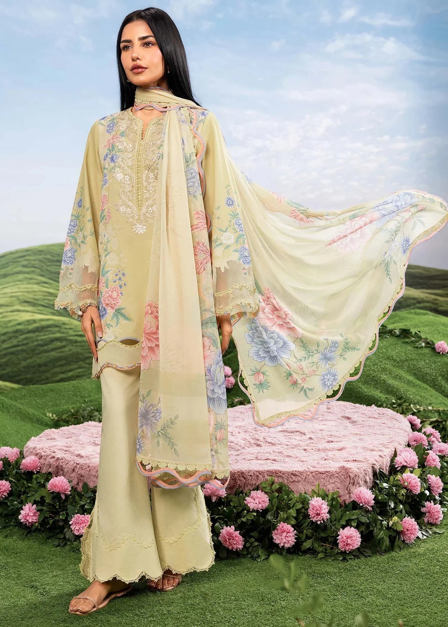 MARIA B BASICS Dreamscape Eid MB-CUSV14-11A-3 Pc Unstitched Embroidered Lawn Suit