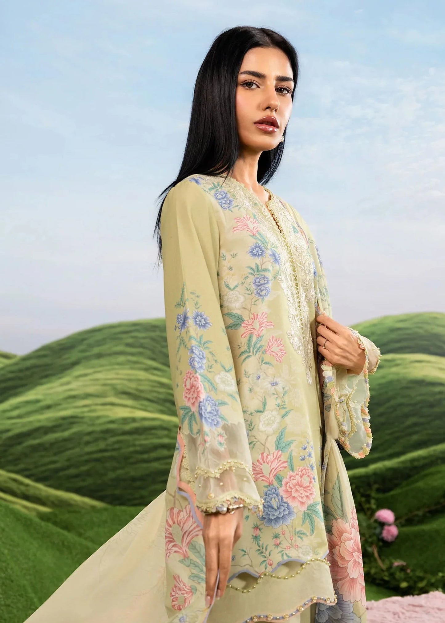 MARIA B BASICS Dreamscape Eid MB-CUSV14-11A-3 Pc Unstitched Embroidered Lawn Suit