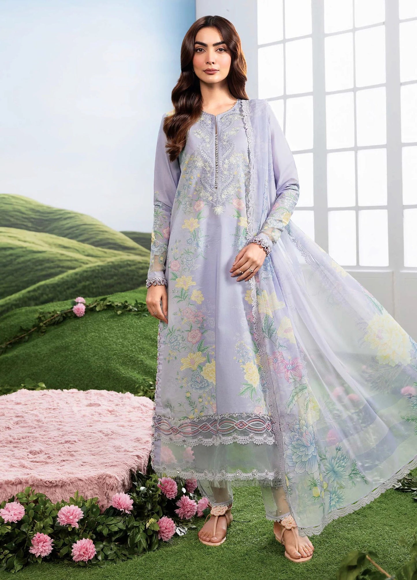 MARIA B BASICS SUMMER MB-CUSV14-11B-3 Pc Unstitched Embroidered Lawn Suit