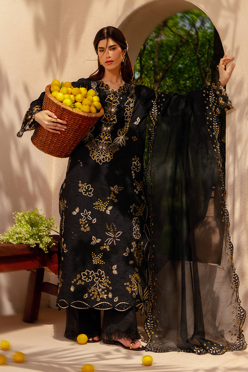 Rang Rasiya Premium Embroidered Lawn Unstitched 3Pc Suit - LAYL(Black)