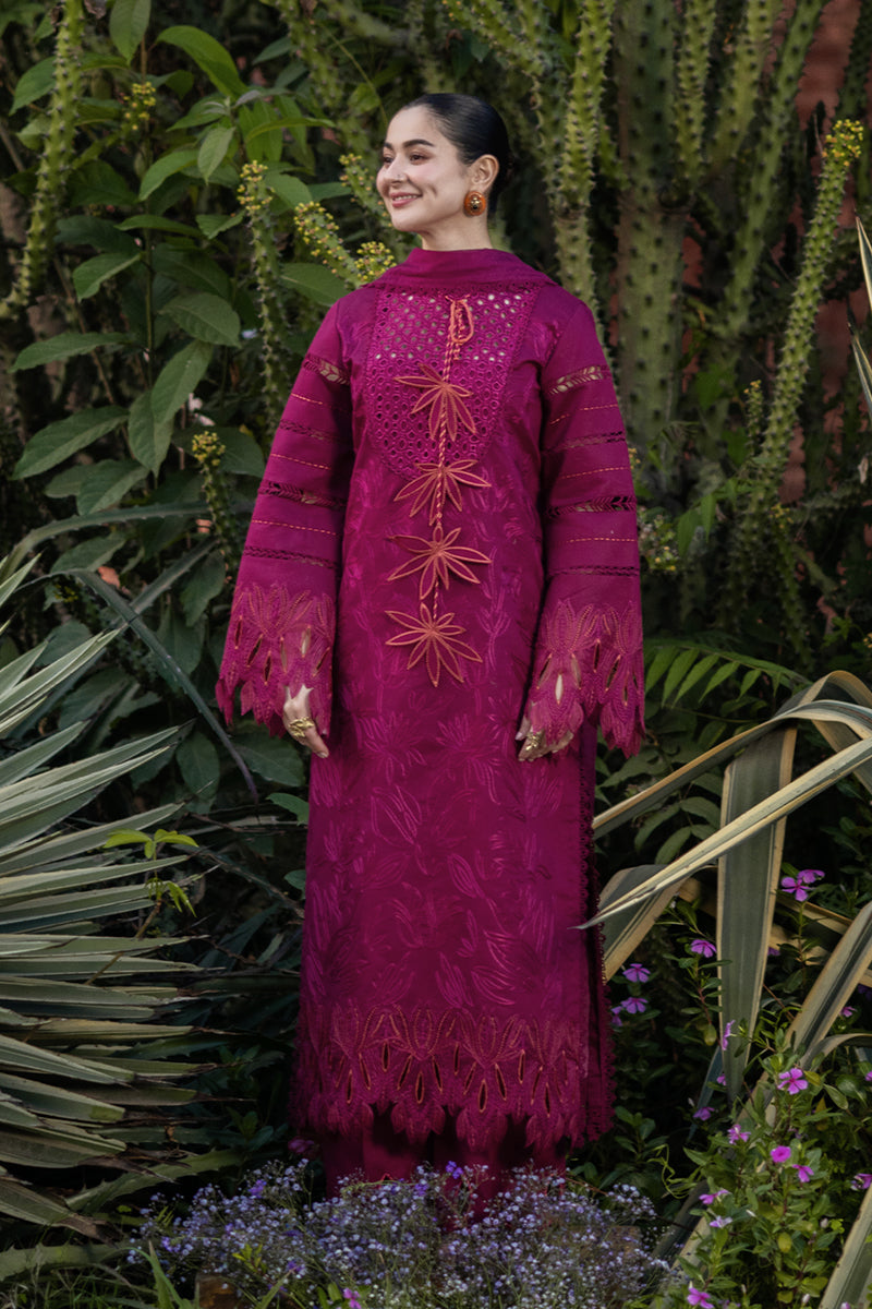 Rang Rasiya Premium Embroidered Lawn Unstitched 3Pc Suit - AYRA(Maroon)