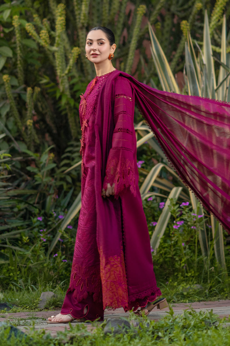 Rang Rasiya Premium Embroidered Lawn Unstitched 3Pc Suit - AYRA(Maroon)