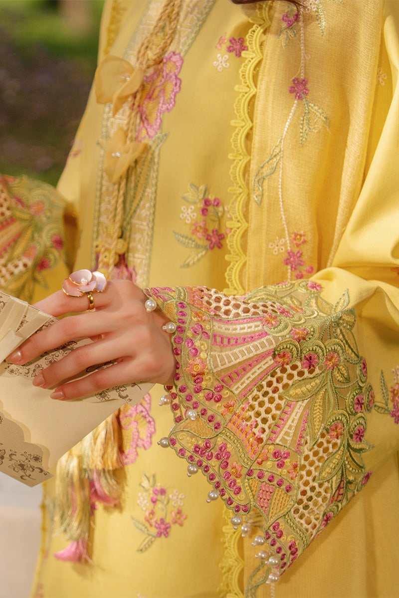 Rang Rasiya Premium Embroidered Lawn Unstitched 3Pc Suit - MYSHA(Butter Yellow)