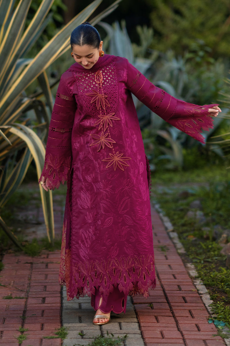 Rang Rasiya Premium Embroidered Lawn Unstitched 3Pc Suit - AYRA(Maroon)
