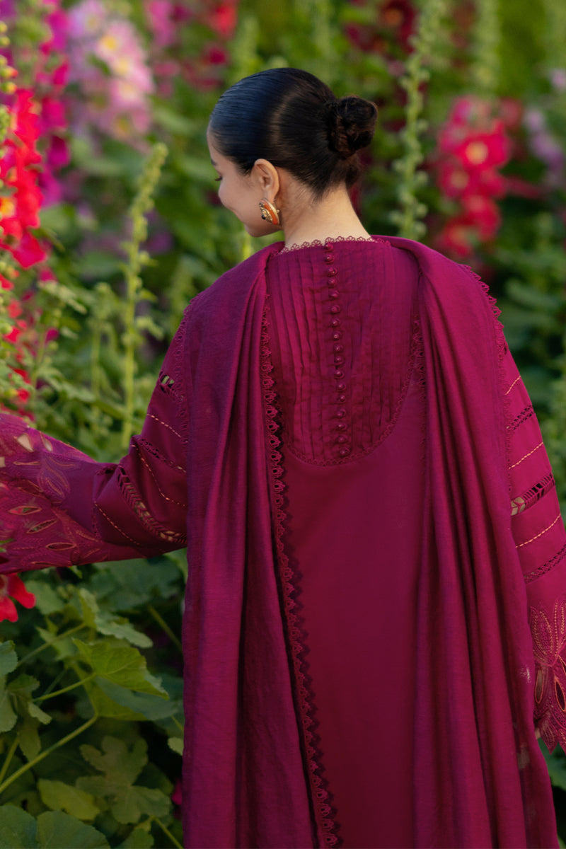 Rang Rasiya Premium Embroidered Lawn Unstitched 3Pc Suit - AYRA(Maroon)