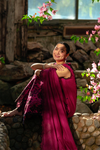 Rang Rasiya Premium Embroidered Lawn Unstitched 3Pc Suit - MAYA(Berry Wine)