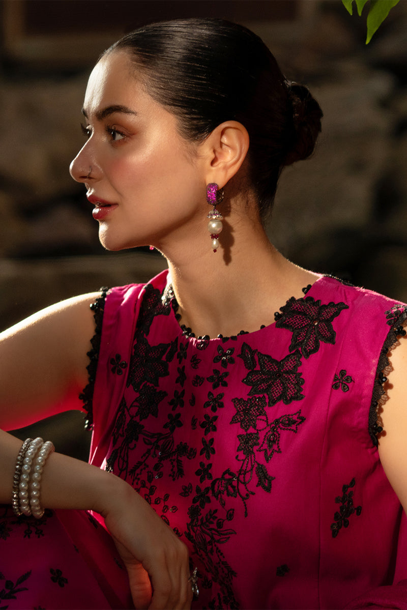 Rang Rasiya Premium Embroidered Lawn Unstitched 3Pc Suit - MAYA(Berry Wine)