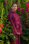 Rang Rasiya Premium Embroidered Lawn Unstitched 3Pc Suit - AYRA(Maroon)