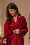 Rang Rasiya Premium Embroidered Lawn Unstitched 3Pc Suit - NEHAL(Ruby Crimson)