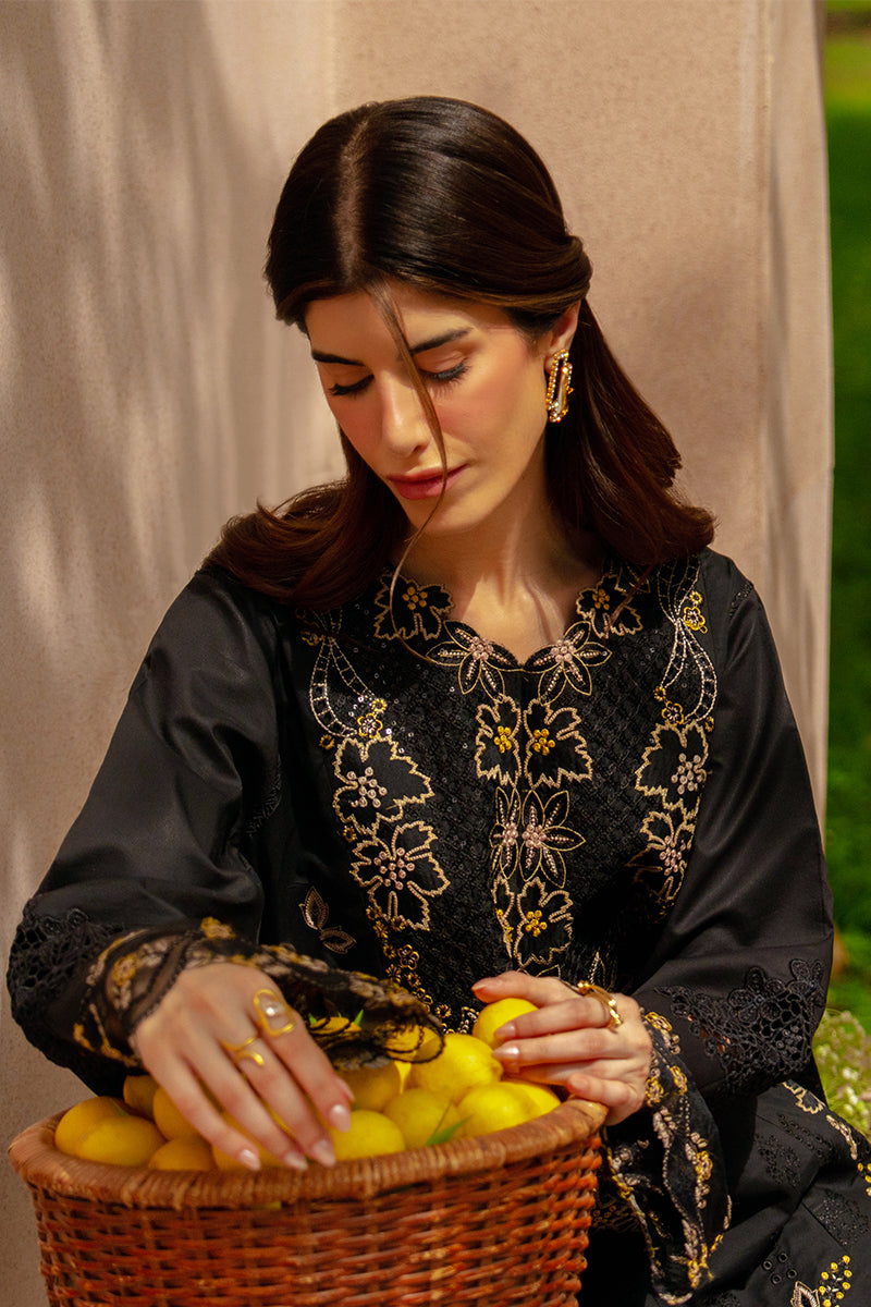 Rang Rasiya Premium Embroidered Lawn Unstitched 3Pc Suit - LAYL(Black)