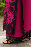 Rang Rasiya Premium Embroidered Lawn Unstitched 3Pc Suit - MAYA(Berry Wine)
