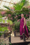 Rang Rasiya Premium Embroidered Lawn Unstitched 3Pc Suit - MAYA(Berry Wine)