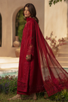 Rang Rasiya Premium Embroidered Lawn Unstitched 3Pc Suit - NEHAL(Ruby Crimson)
