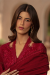 Rang Rasiya Premium Embroidered Lawn Unstitched 3Pc Suit - NEHAL(Ruby Crimson)