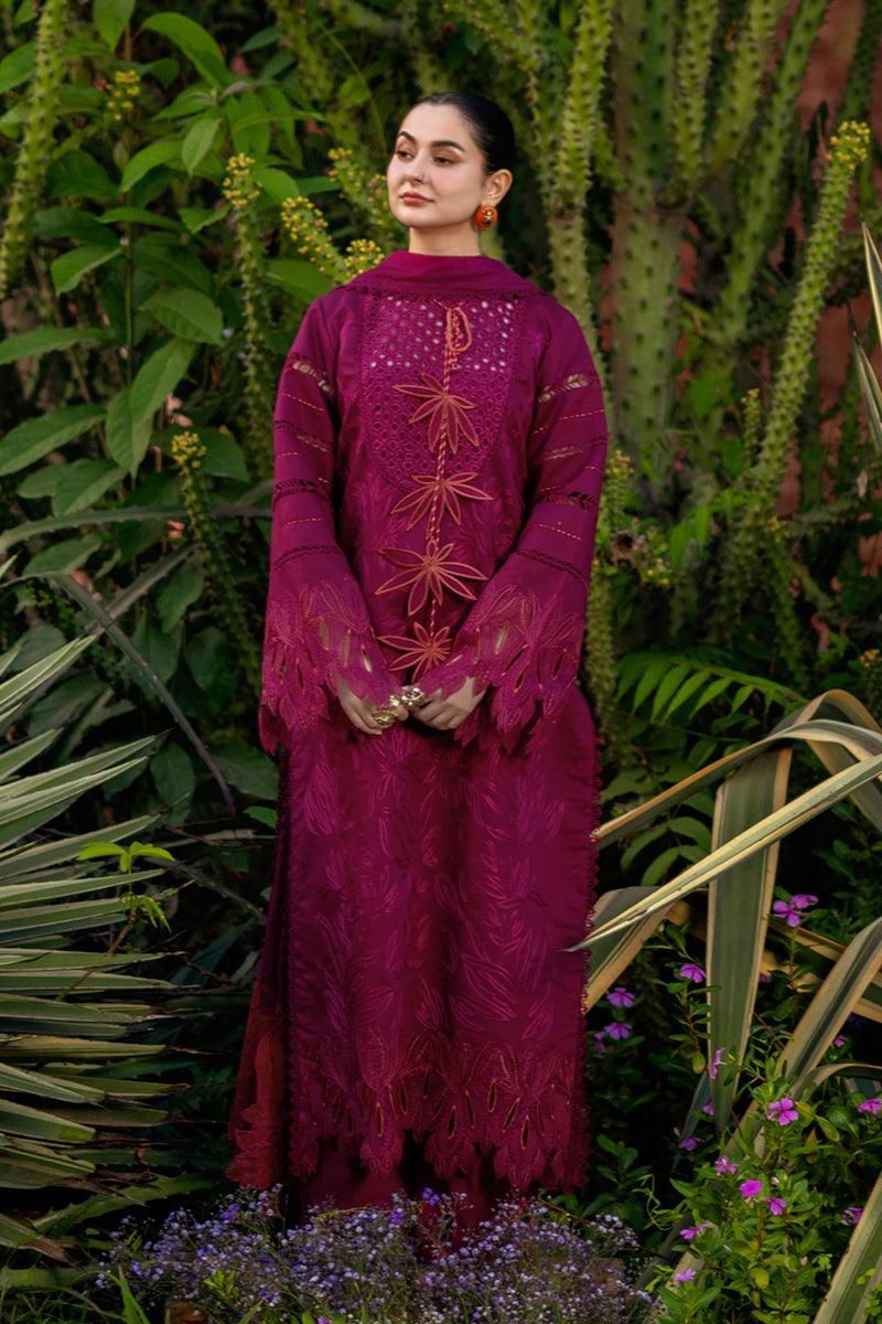 Rang Rasiya Premium Embroidered Lawn Unstitched 3Pc Suit - AYRA(Maroon)