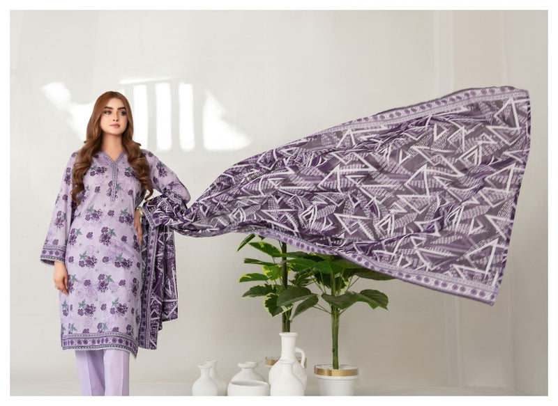 Tawakkal Mehza Un-Stitched Rotary Printed Lawn- Volume 1 Code D-3235 (Lilac)