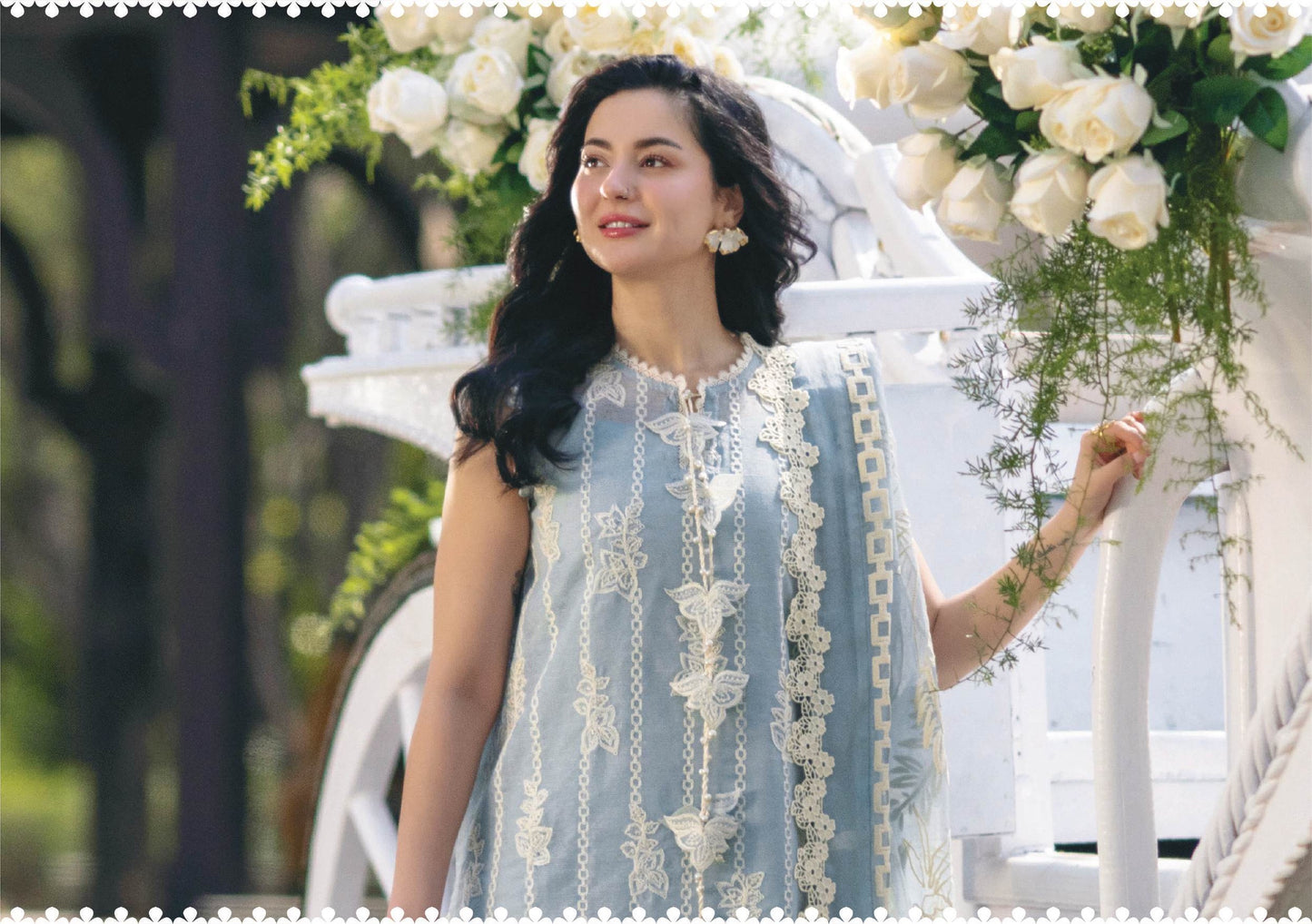 Rang Rasiya Premium Embroidered Lawn Unstitched 3Pc Suit - AYLA(SKY BLUE)