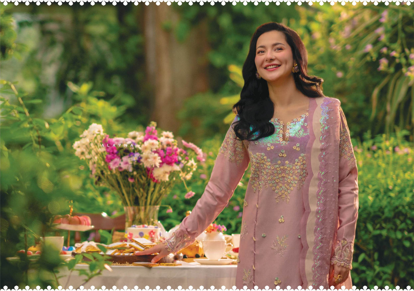 Rang Rasiya Premium Embroidered Lawn Unstitched 3Pc Suit - ALAYNA(PINK)