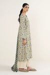 Sapphire | 3 Piece - Printed Khaddar Suit | SKU: 0U3PDD25V98C | Off White & Grey