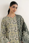Sapphire | 3 Piece - Printed Khaddar Suit | SKU: 0U3PDD25V98C | Off White & Grey