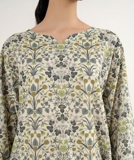 Sapphire | 3 Piece - Printed Khaddar Suit | SKU: 0U3PDD25V98C | Off White & Grey