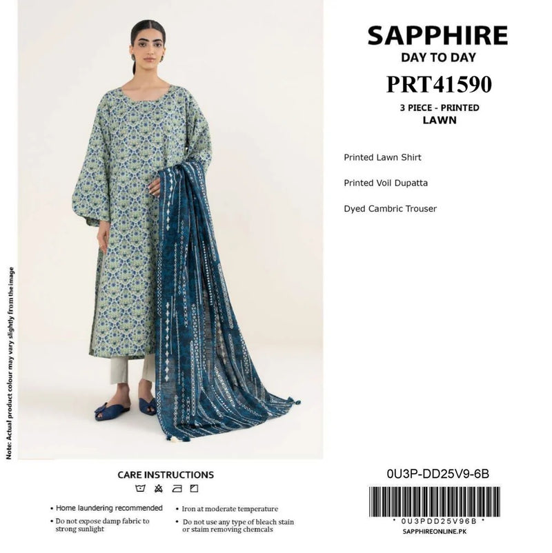 Sapphire Digital Printed Lawn | 3 PC Unstitched | SKU: 0U3PDY25V153 | Dark Beige