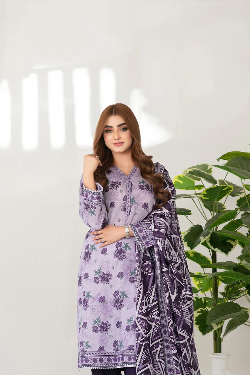 Tawakkal Mehza Un-Stitched Rotary Printed Lawn- Volume 1 Code D-3235 (Lilac)
