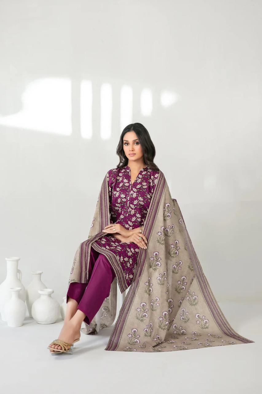 Tawakkal Mehza Un-Stitched Rotary Printed Lawn- Volume 1 Code D-3239 ( Deep Purple)