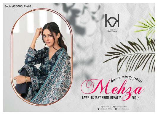 Tawakkal Mehza Un-Stitched Rotary Printed Lawn- Volume 1 Code D-3241 (muted Indigo)
