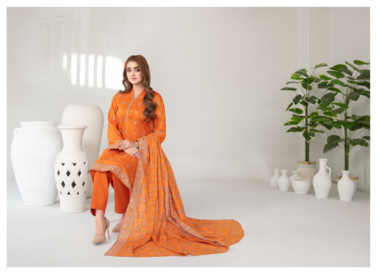 Tawakkal Mehza Un-Stitched Rotary Printed Lawn- Volume 1 Code D-3232 (Persimmon Orange)