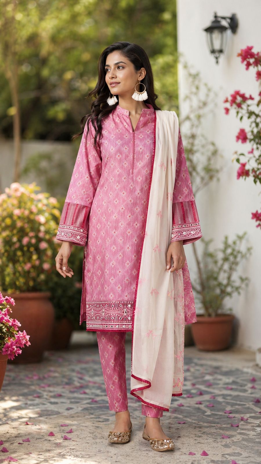 Un-stitched 3-piece embroidered lawn Collection Maliyar By Gulzar Yousaf Volume 05-code D/09(Baby Pink)