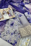 AELORA BY JOHRA Lawn fabric 3PC Summer Collection 2026 Unstitched JS - 133 (Lavender Grey) - Bristy's Collection