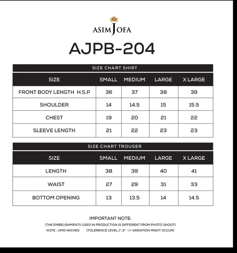 ASIM JOFA - PRINTED CAMBRIC STITCHED 2PCS - AJPB - 204 - Bristy's Collection