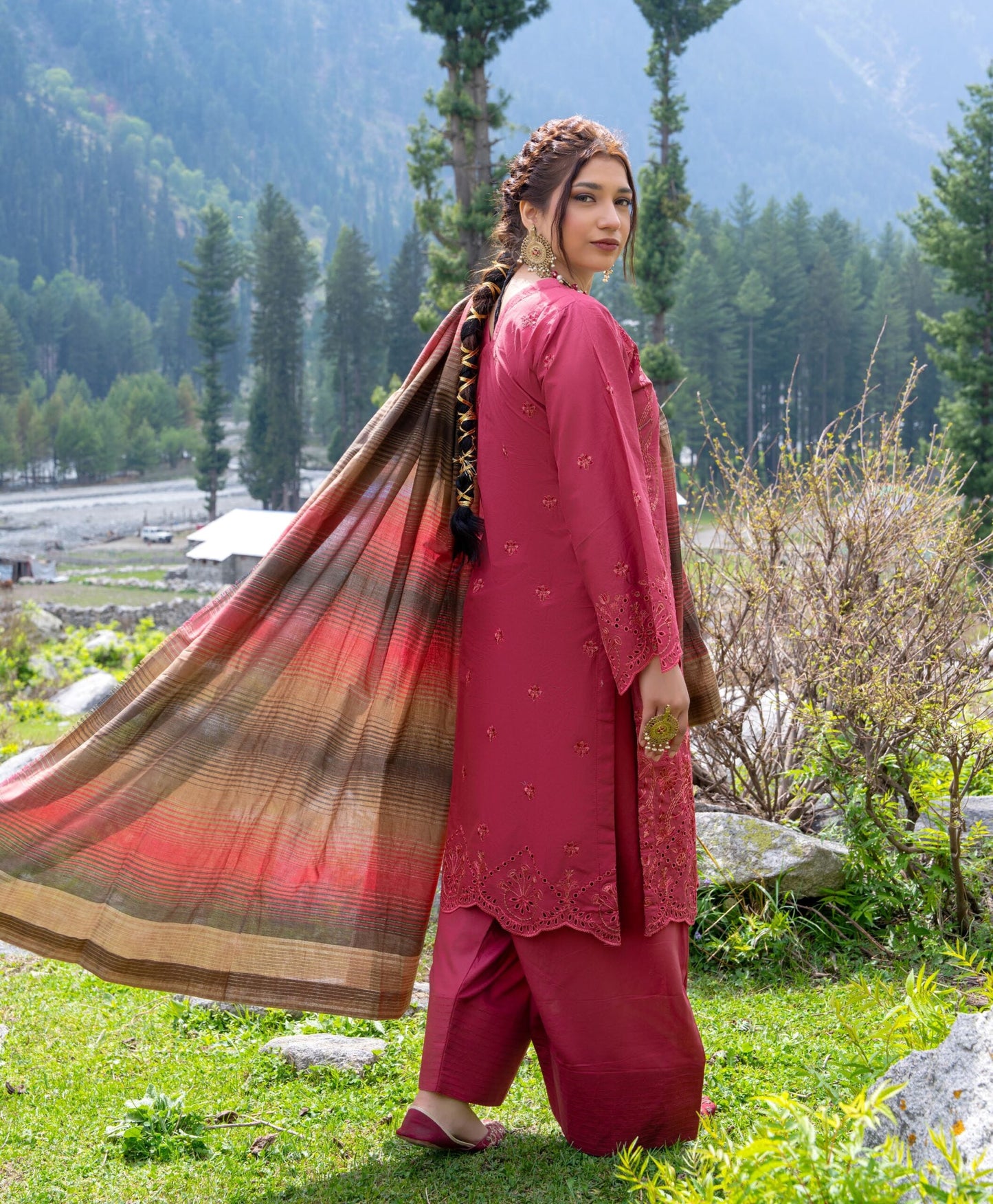 Bella By Aalaya Summer Vol 01 '26 D 01 (UNSTITCHED 3 pcs) - Red - Bristy's Collection