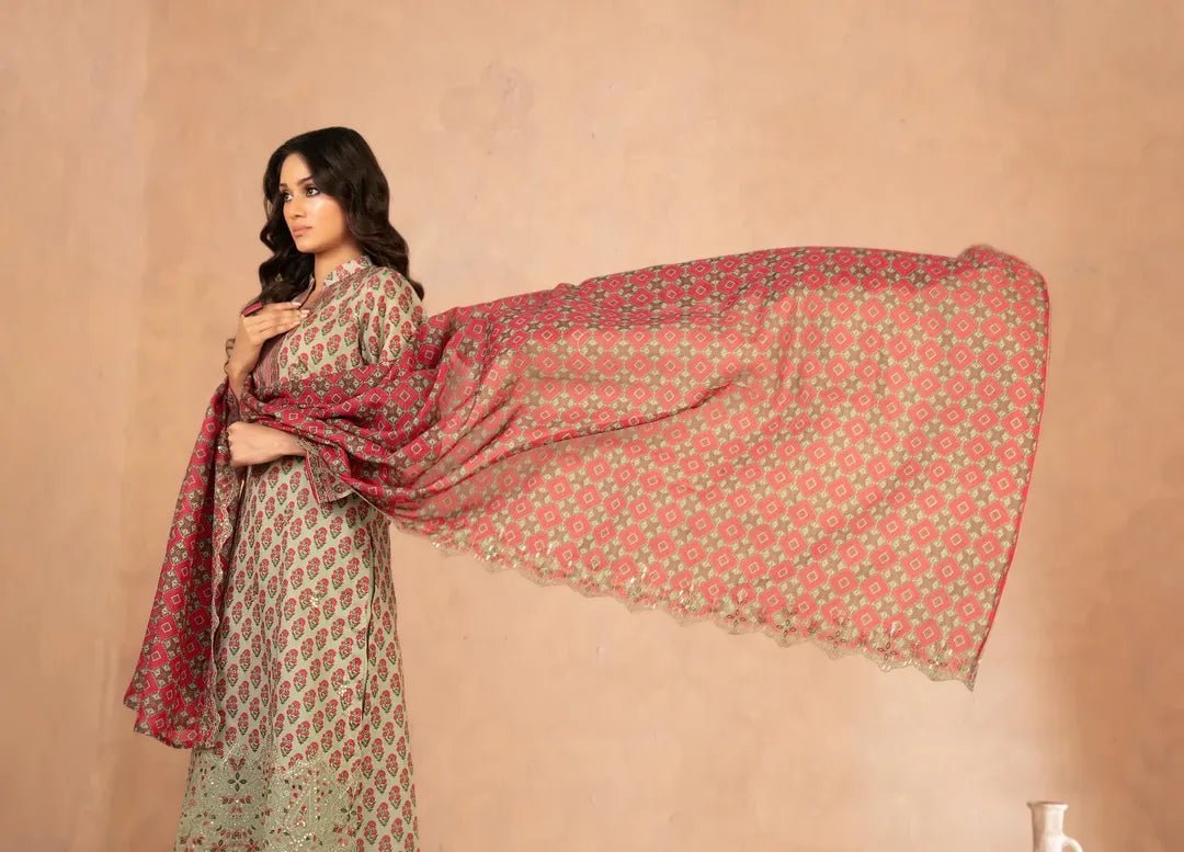 DAALIYA – LAWN 2026 by SHAHID TAWAKKAL - 3 PCS - Un - Stitched - Green - Bristy's Collection