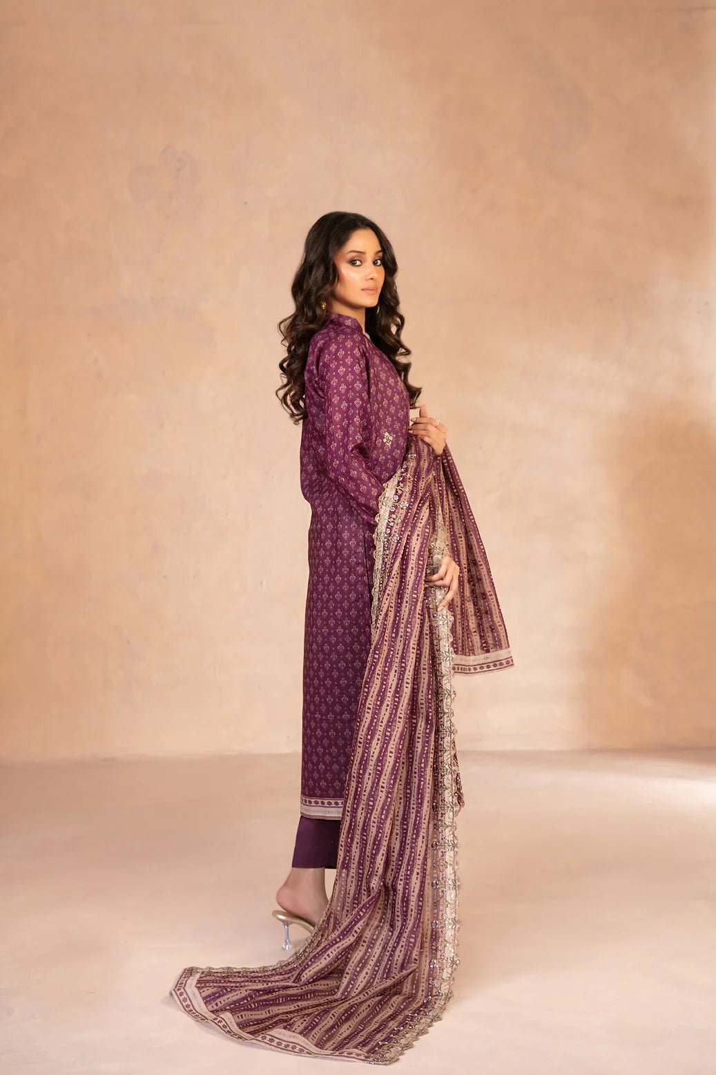 DAALIYA – LAWN 2026 by SHAHID TAWAKKAL - 3 PCS - Un - Stitched - Maroon - Bristy's Collection