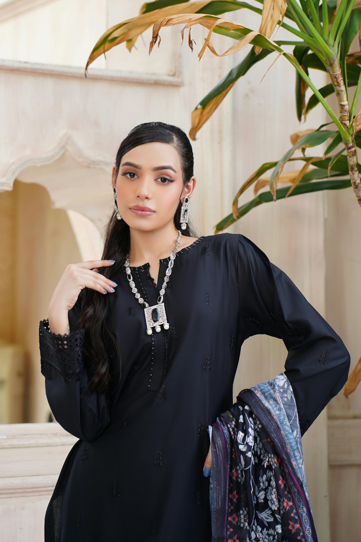 Elegant Pakistani Gulzar Yousaf (GL) Stitched 3 PCs - (Midnight Black) - Bristy's Collection