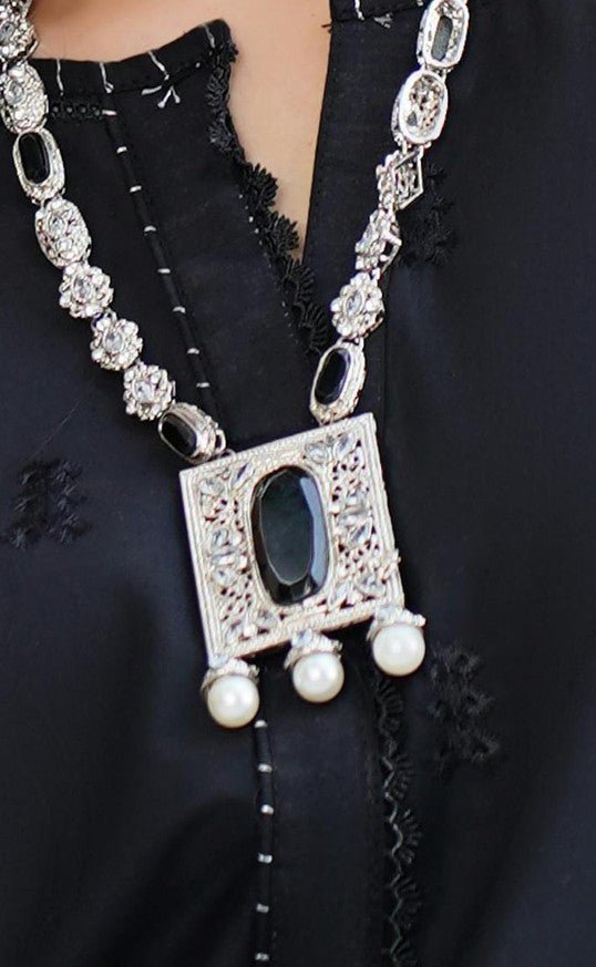Elegant Pakistani Gulzar Yousaf (GL) Stitched 3 PCs - (Midnight Black) - Bristy's Collection
