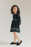ETHNC Kids - DRESS - DRESS - FLARED FIT - ROUND NECK - QUARTER SLEEVES - SHORT LENGTH - JET BLACK - Bristy's Collection