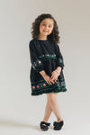 ETHNC Kids - DRESS - DRESS - FLARED FIT - ROUND NECK - QUARTER SLEEVES - SHORT LENGTH - JET BLACK - Bristy's Collection