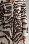 ETHNC - PRINTED KAFTAN - OFF WHITE | DRESS - RELAXED FIT - V - NECK WITH BUTTONS - FLARED SLEEVES - LOW SIDE SLITS - LONG LENGTH - Bristy's Collection