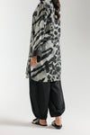 ETHNC - PRINTED SUIT - SHIRT - REALX FIT - V NECK - SHALWAR - GATHERED HEM - JET BLACK | E8069/102/902 - Bristy's Collection