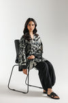 ETHNC - PRINTED SUIT - SHIRT - REALX FIT - V NECK - SHALWAR - GATHERED HEM - JET BLACK | E8069/102/902 - Bristy's Collection