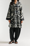 ETHNC - PRINTED SUIT - SHIRT - REALX FIT - V NECK - SHALWAR - GATHERED HEM - JET BLACK | E8069/102/902 - Bristy's Collection