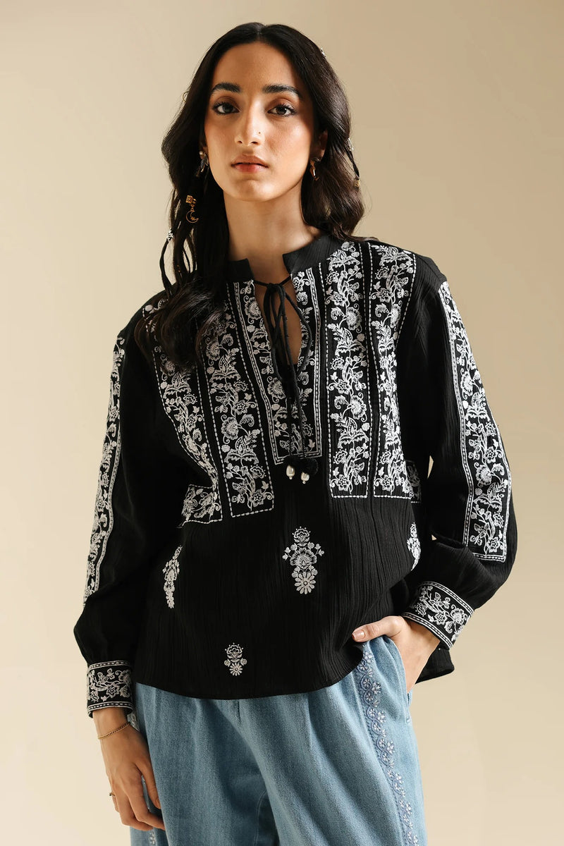 ETHNC Embroidered  Kurti - JET BLACK | S3E0447/119/902